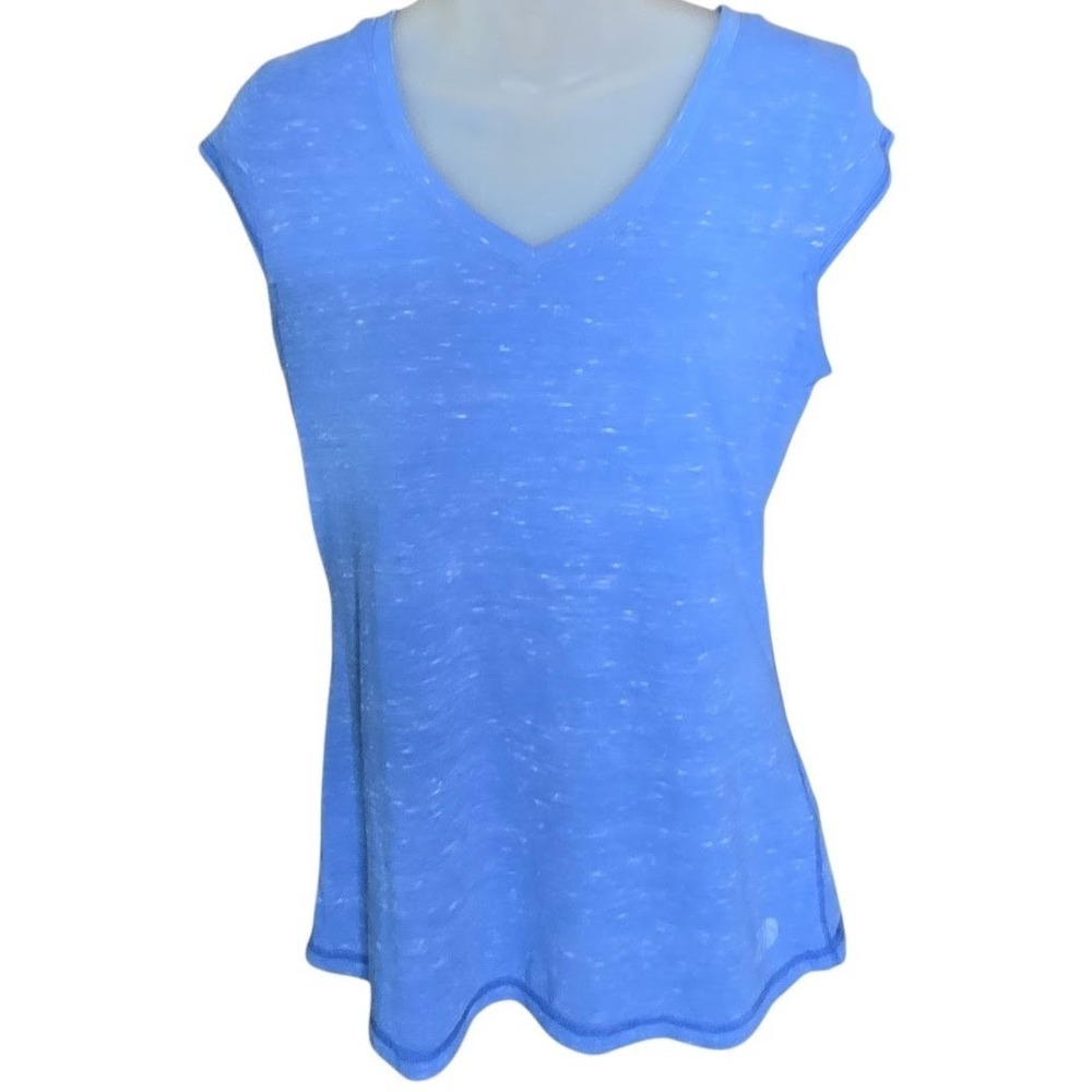 The North Face Womens Athleisure Heathered Active Tee Size M Gym Workout V-Neck